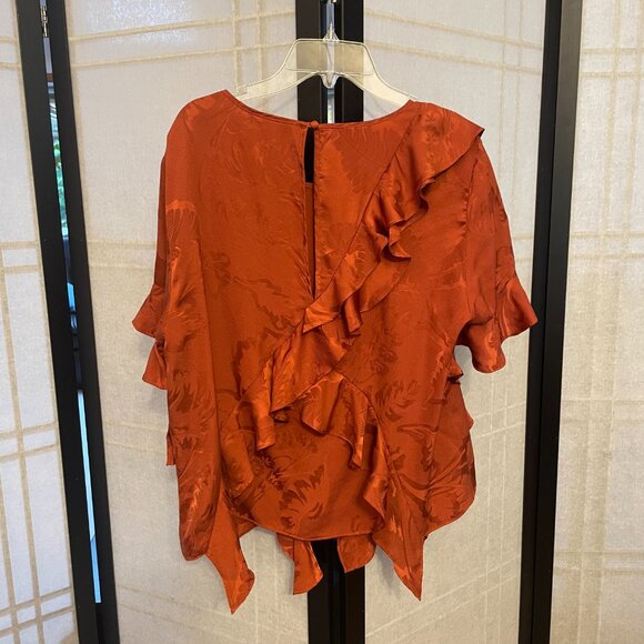 Cinq a Sept Silk Ruffle Trimmed Top - Picture 7 of 8